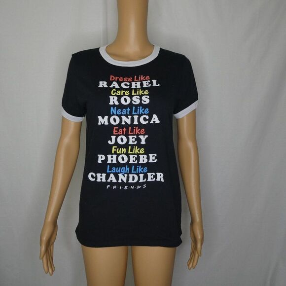 FRIENDS Ringer Tee T Shirt Ross Chandler Phoebe Lg - Picture 3 of 9